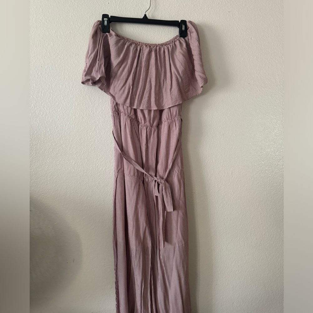 Off the shoulder striped long dress